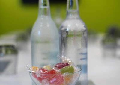 Jugs of water in a meeting room